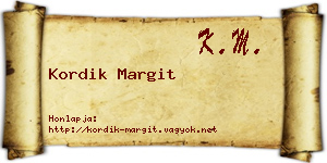 Kordik Margit névjegykártya